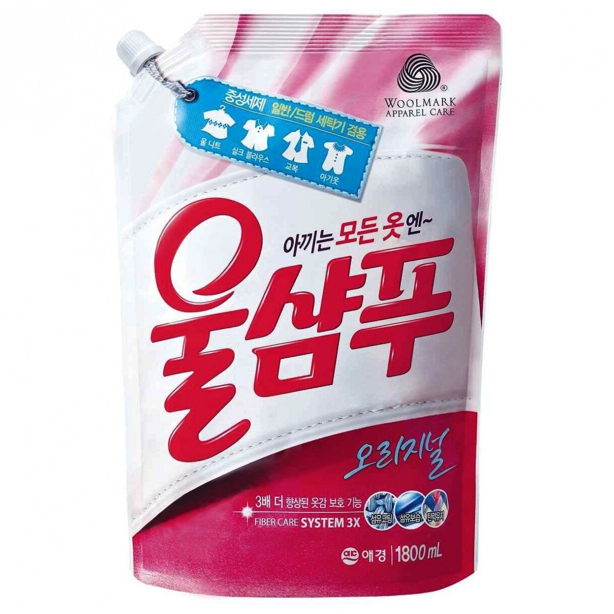 Aekyung Wool Shampoo Original Жидкое средство для стирки деликатных тканей Вул шампу 1.8 л в мягкой упаковке