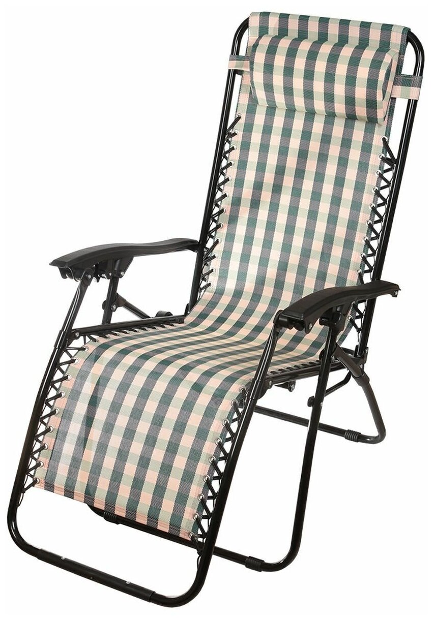 фото Шезлонг пляжный складной Green Days синий, 153х60х80 cм