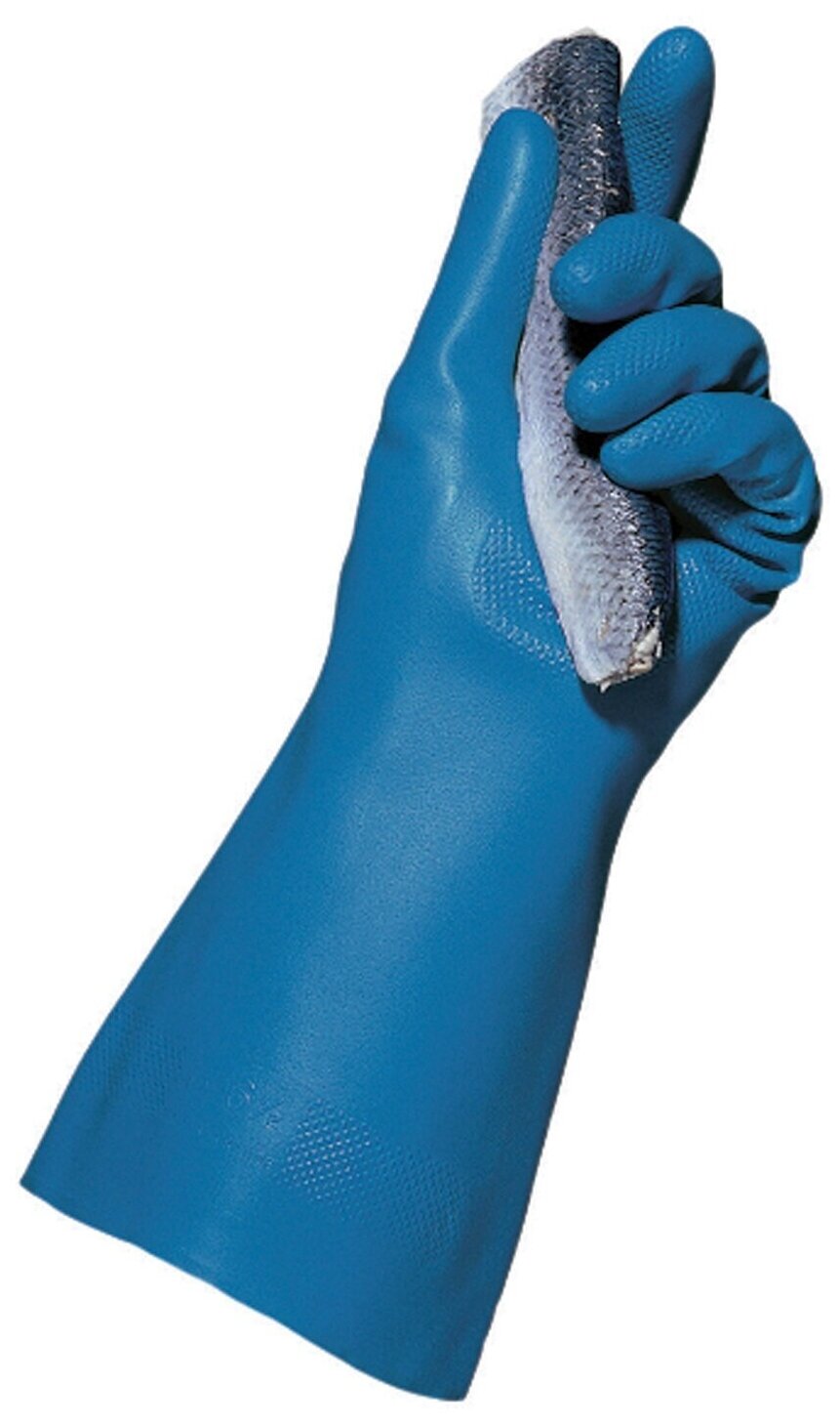 Перчатки латексные MAPA Superfood/Vital 177, внутреннее хлорированное покрытие, размер 9 (L), синие - фотография № 5