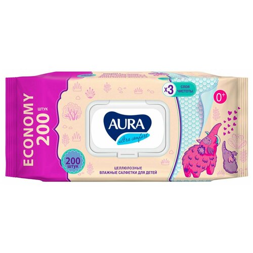 AURA Ultra Comfort Влажные салфетки для детей 60шт (5 уп в наборе)