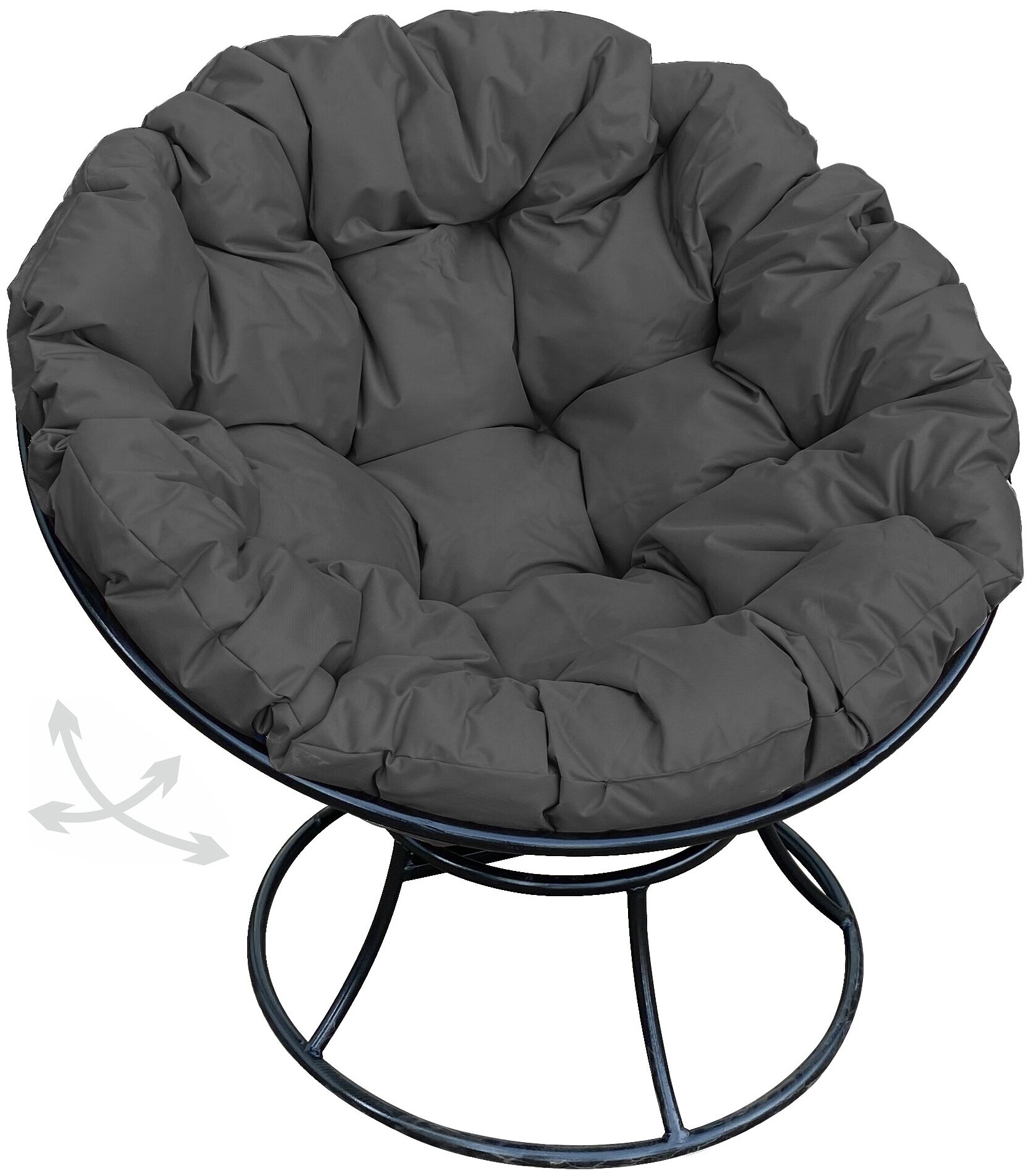 Кресло m-group папасан пружинка чёрное, серая подушка - фотография № 1
