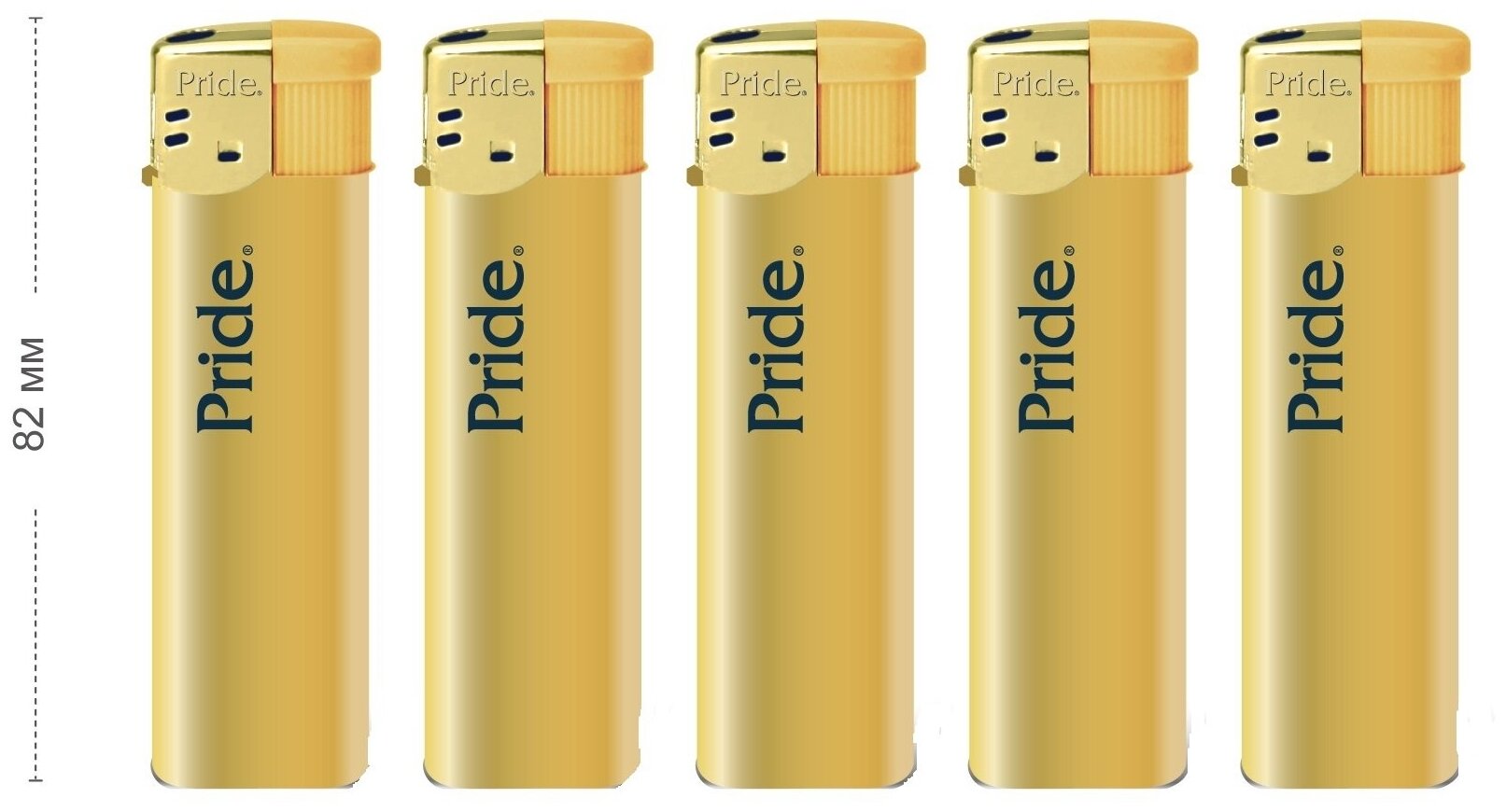 Зажигалка пьезо Pride E-050 Rubber 5 Color/Gold прорезиненная High Standard Quality 50шт