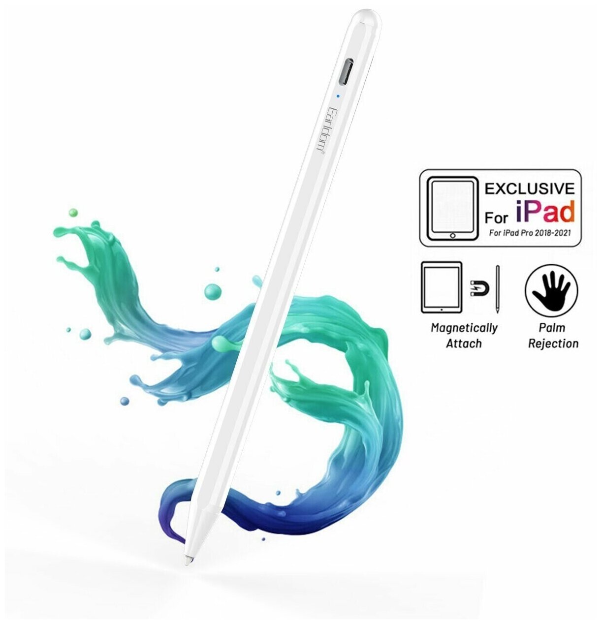 Стилус для планшетов iPad, Pencil Pro, Earldom ET-P2, белый.