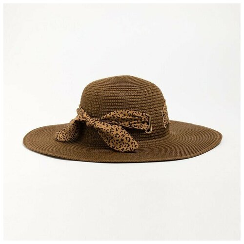 Шляпа , размер 56, коричневый шляпа женская minaku leopard цвет коричневый р р 56 58