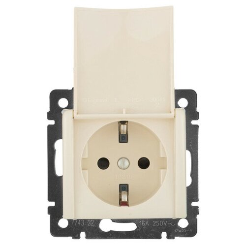 Розетка 1 пост LEGRAND Valena с/з б/ш с крышкой, слоновая кость