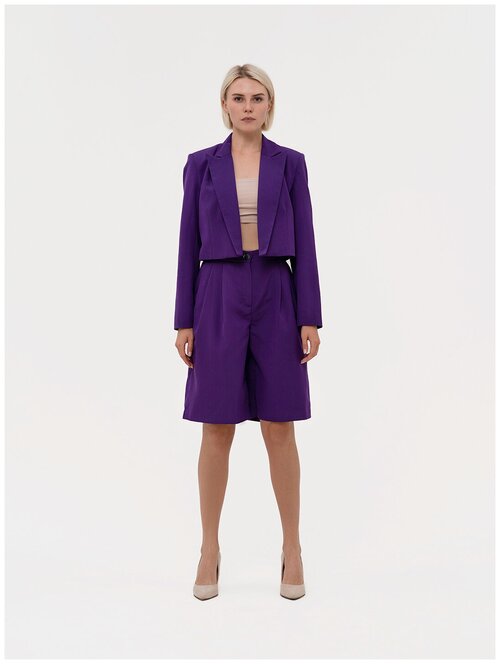 Костюм SAINTLOOK, жакет и шорты, полуприлегающий силуэт, размер 42, фиолетовый