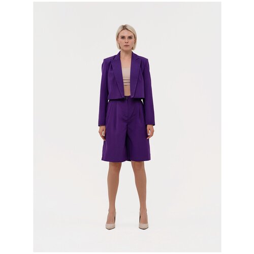 Костюм SAINTLOOK, жакет и шорты, повседневный стиль, полуприлегающий силуэт, размер 42, фиолетовый