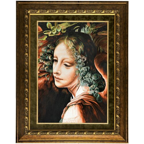 Картина вышитая шелком Мадонна (по Л. да Винчи) ручной работы/ см 47х64х3/в багете