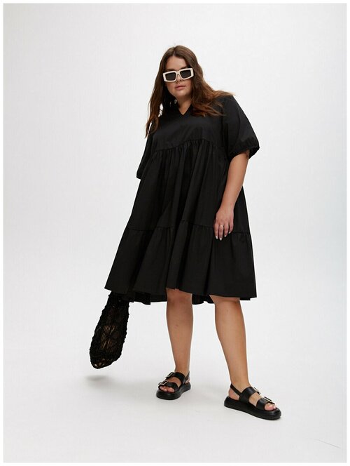 Платье 4FORMS, свободный силуэт, размер 3XL, черный