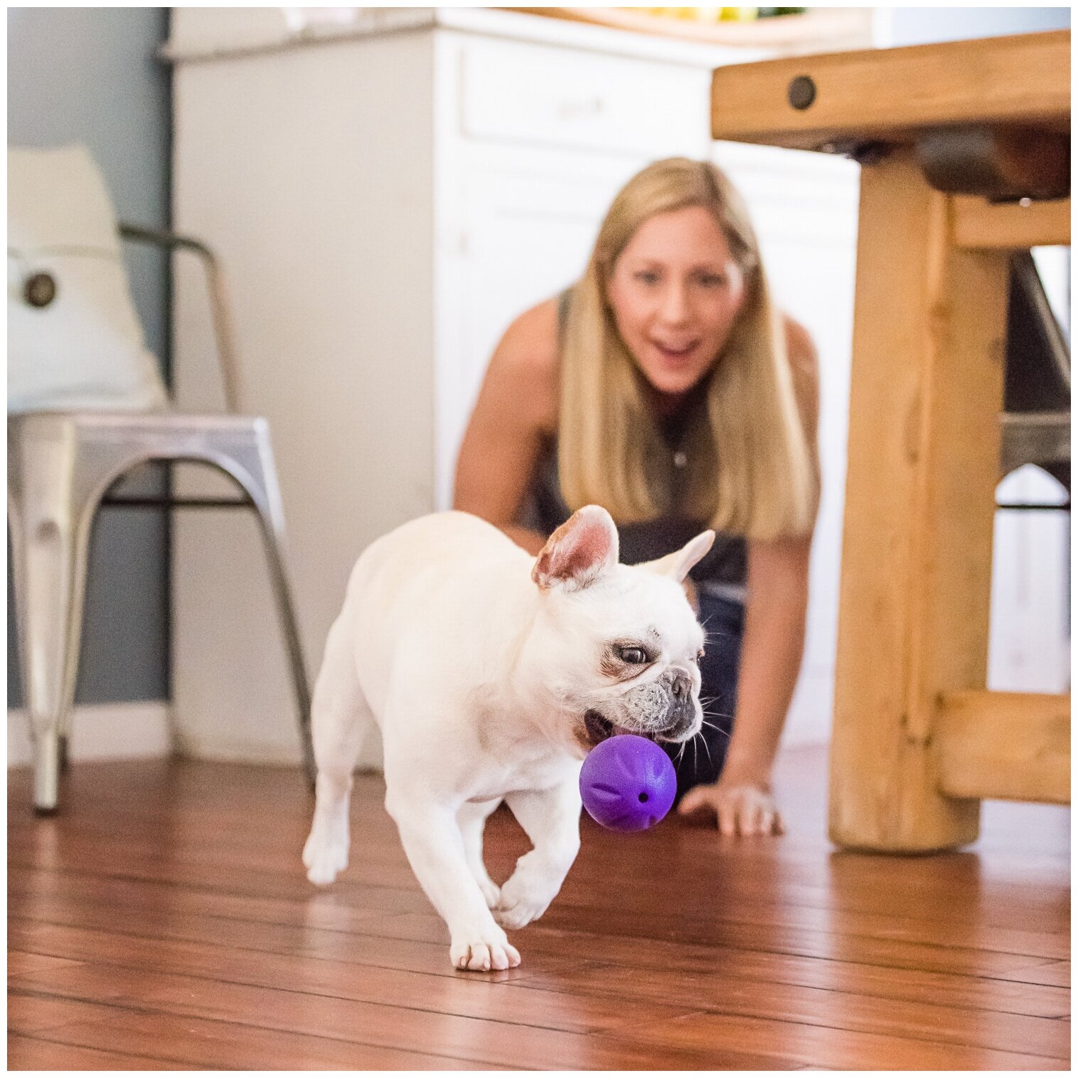 West Paw Zogoflex игрушка для собак мячик Rando 6 см фиолетовый - фотография № 4