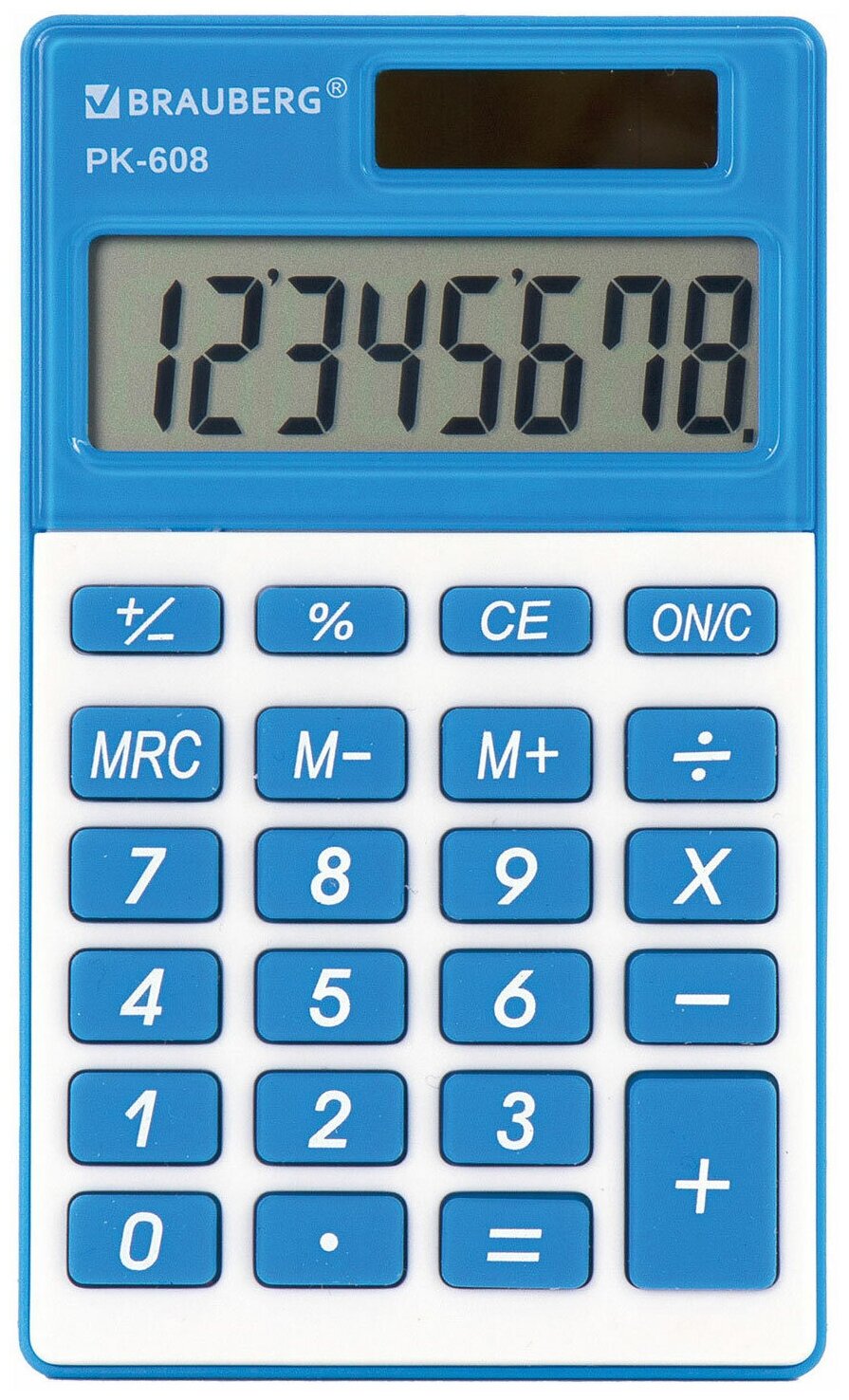 Калькулятор карманный BRAUBERG PK-608-BU (107x64 мм), 8 разрядов, синий, 250519