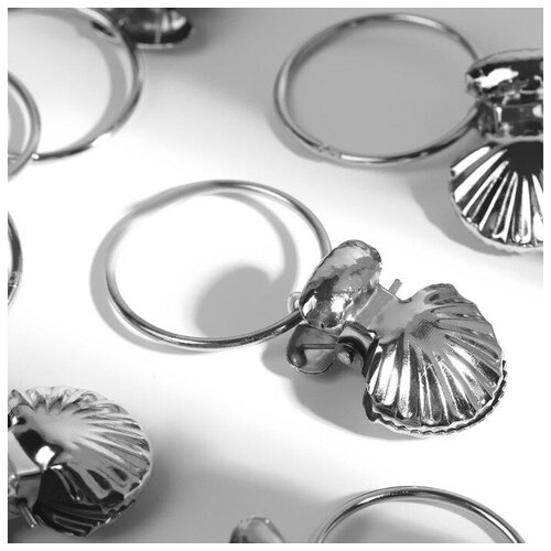 Кольцо для карниза, с зажимом, d = 32/36 мм, 20 шт, цвет серебряный