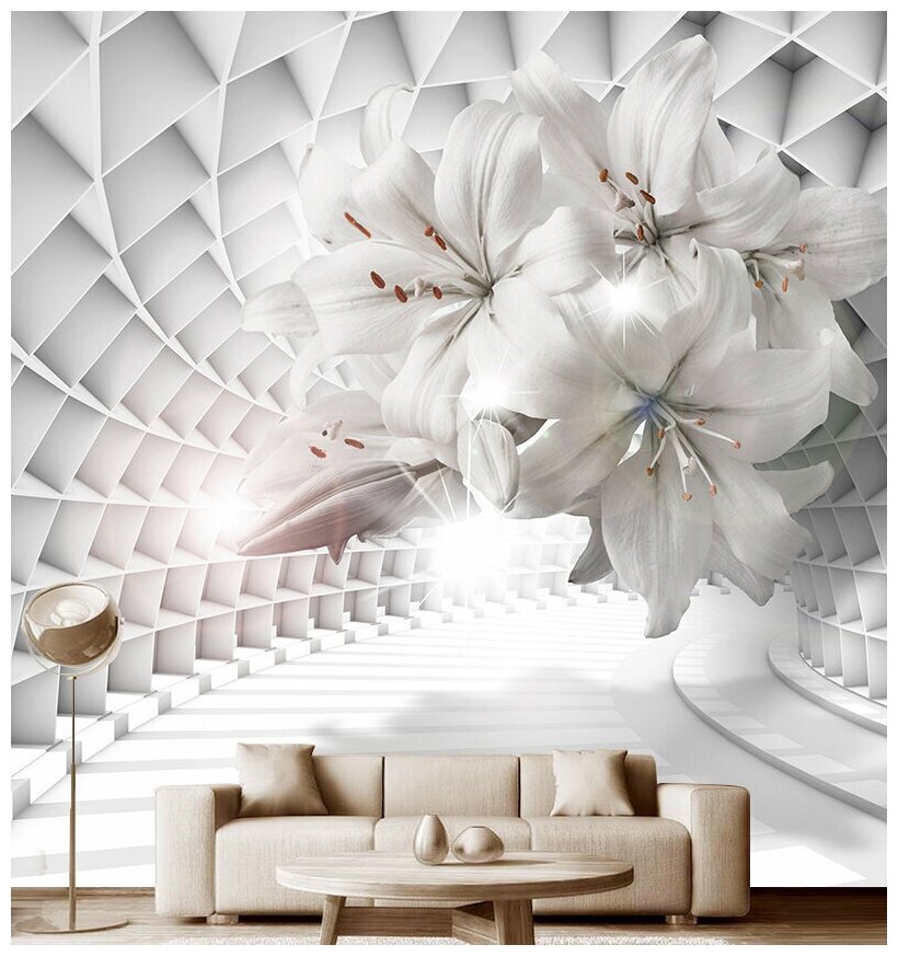 Фотообои на стену флизелиновые 3D Модный Дом "Цветочный тоннель" 300x300 см (ШxВ)