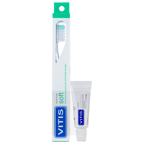Зубная Щётка DENTAID VITIS MEDIUM + Зубная Паста VITIS 15 МЛ зубная паста dentaid vitis sensitive мята 100 мл