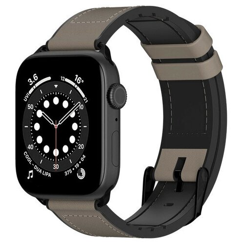 Ремешок SwitchEasy Hybrid для Apple Watch 42/44/45 мм серый силикон/натуральная кожа (GS-107-214-274-203)