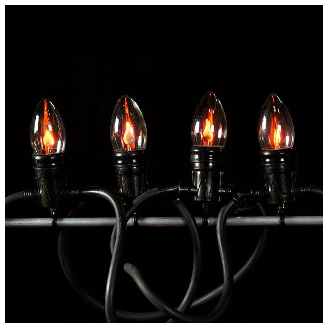 Koopman Гирлянда Свечи Горящее Пламя 10 ламп на клипсах 4 м, черный ПВХ, IP44 AX1000900
