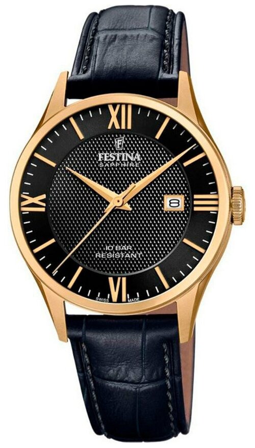 Наручные часы FESTINA Швейцарские наручные часы Festina F20010/4, золотой, черный