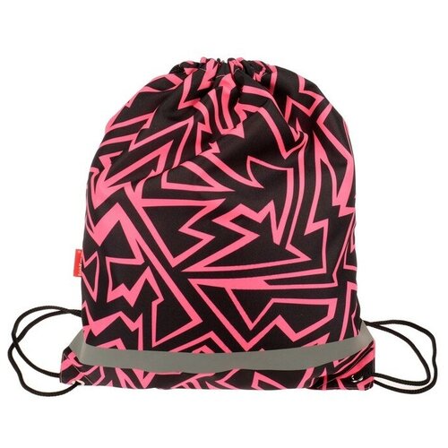 Мешок для обуви Erich Krause, 440 х 365 мм, Girl Power, розовый/чёрный