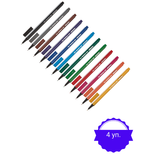 Линер Attache Rainbow,12цв/набор,0,33мм,трехгранный корпус 4 упаковки