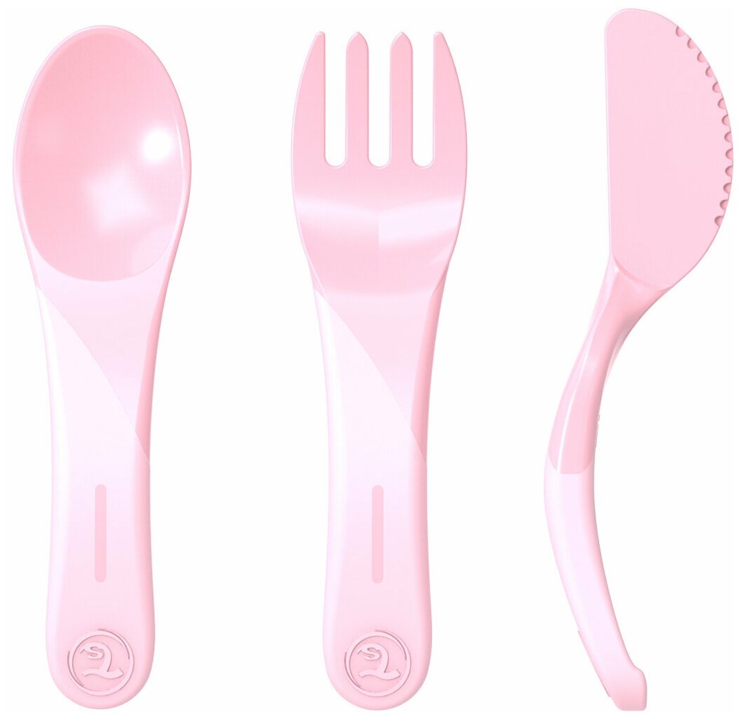 Набор приборов Twistshake (Learn Cutlery). Пастельный розовый (Pastel Pink). Возраст 6+m. Арт. 78199