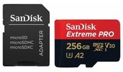 Карта памяти Sandisk micro SDXC 256Gb Extreme Pro UHS-I U3 V30 A2 + ADP (200/140 MB/s)