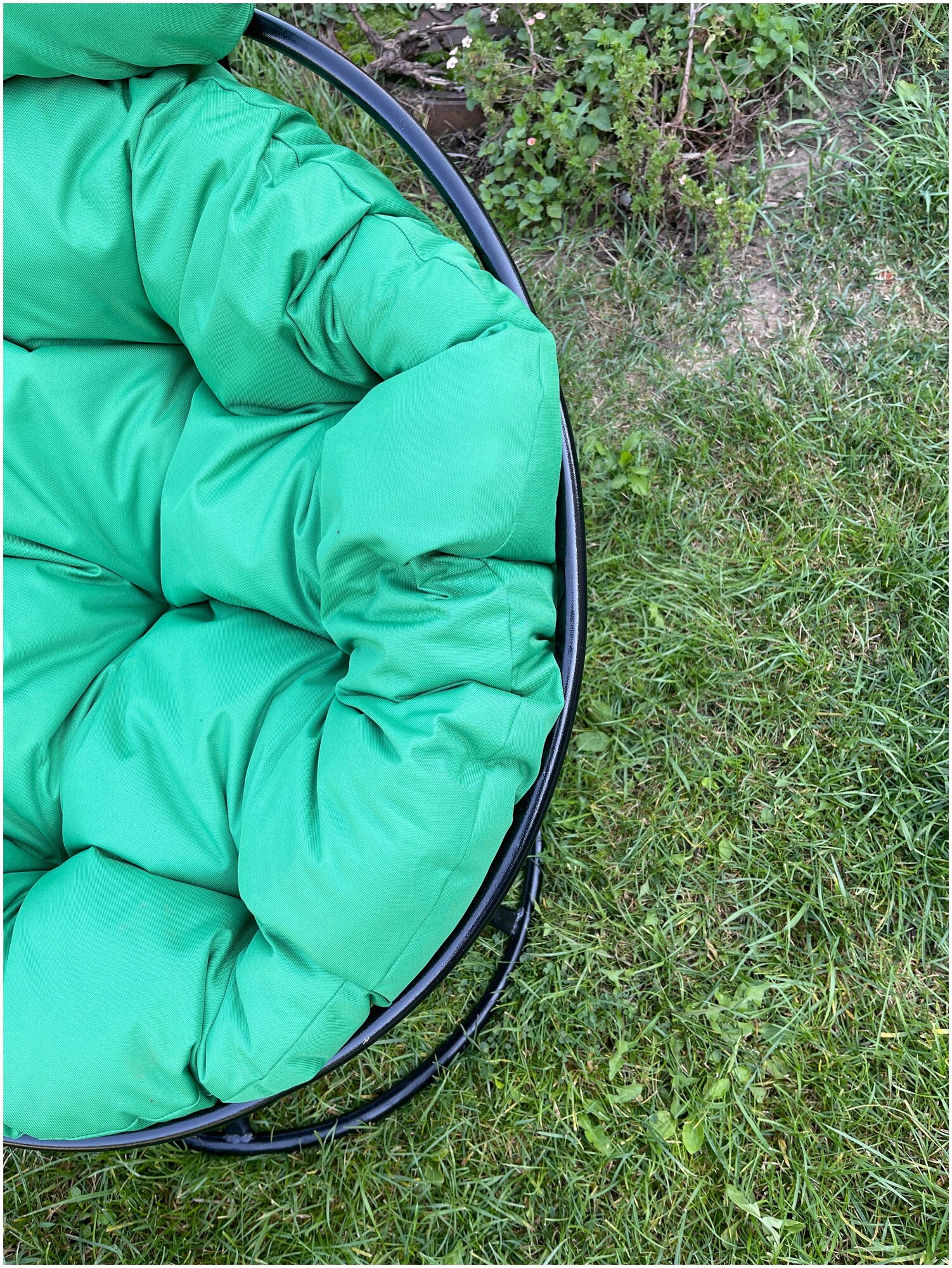 Кресло m-group папасан пружинка мини чёрное, зелёная подушка - фотография № 5