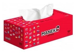 Maneki Red Салфетки-выдергушки двухслойные бумажные гладкие белые 250 шт