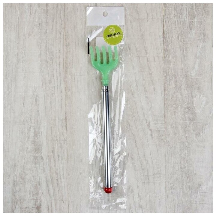 Массажёр - чесалка, универсальный, с раздвижной ручкой, 23/48 см, цвет серебристый/зелёный - фотография № 5