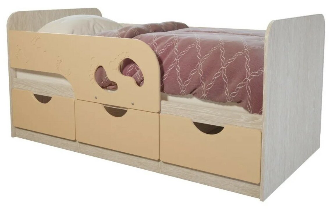 Детская кровать/ кроватка минима "Лего" 80х1,6 дуб атланта/крем брюле