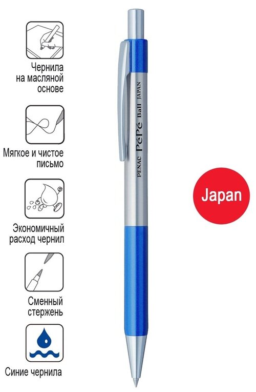 Ручка шариковая с чернилами на масляной основе 0,7мм PENAC Pepe, синяя