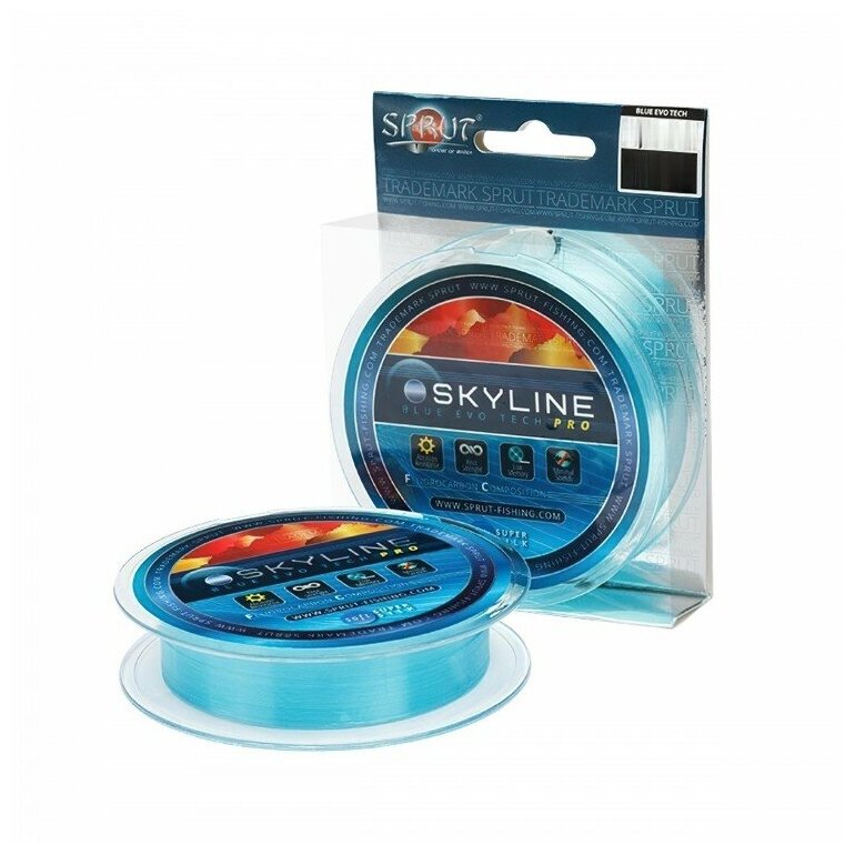 Леска SPRUT Skyline Fluorocarbon Composition EvoTech RPO Blue 0.455 100м