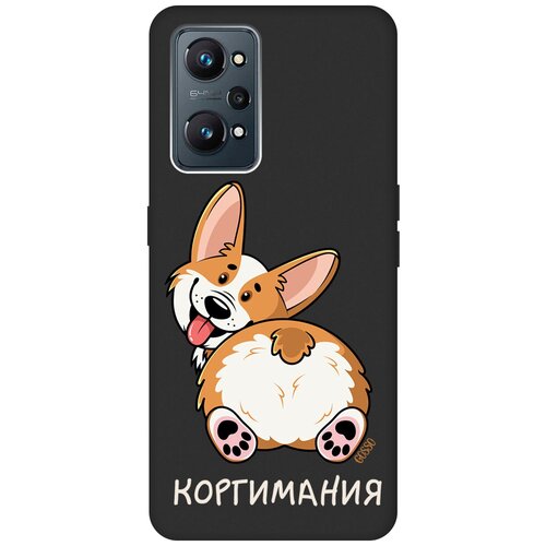 Матовый Soft Touch силиконовый чехол на Realme GT Neo 2, Рилми ГТ Нео 2 с 3D принтом CorgiMania черный матовый soft touch силиконовый чехол на realme gt 2 pro рилми гт 2 про черный