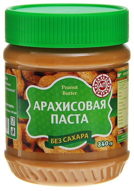 Арахисовая паста "Азбука продуктов" без сахара, 340 г - фотография № 1