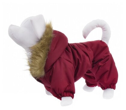 Yami-Yami Комбинезон с капюшоном для собак, на меховой подкладке, бордовый, размер XS (спинка 20 см) - фотография № 2