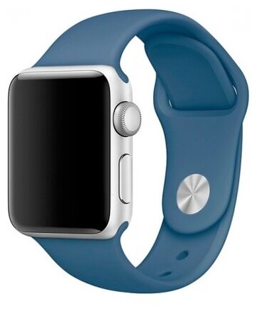 Ремешок силиконовый для Apple Watch 42/44/45/49мм (3), синий, на кнопке