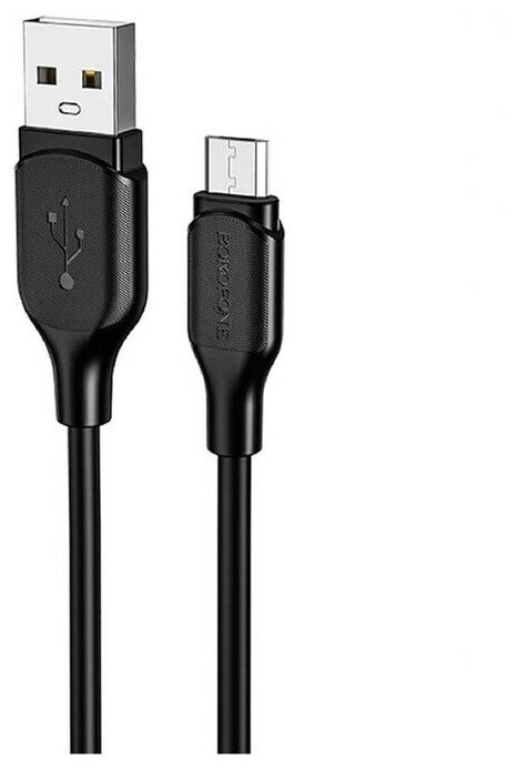 Кабель Borofone BX42, microUSB - USB, 2.4 А, 1 м, TPE оплетка, черный