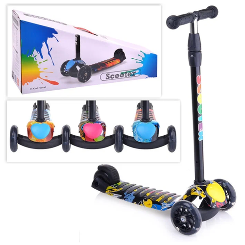 фото Самокат графити цвет микс, светящиеся колеса, в коробке кнр