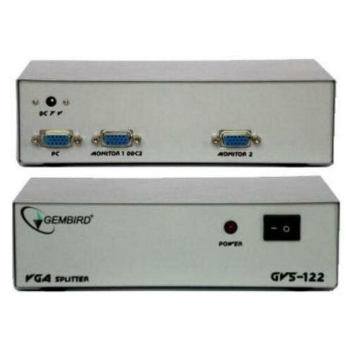 Сплиттер VGA Gembird GVS122 HD15M/2x15M, 1комп.-2 монитора