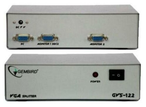 Сплиттер VGA Gembird GVS122 HD15M/2x15M 1комп.-2 монитора