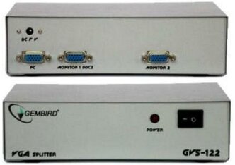 Сплиттер VGA Gembird GVS122 HD15M/2x15M, 1комп.-2 монитора