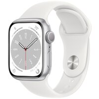 Умные часы Apple Watch Series 8 41 мм Aluminium Case GPS, silver/white Sport Band