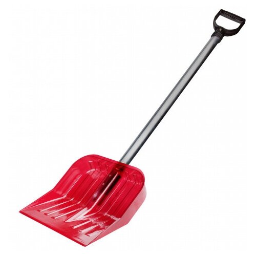 Лопата для снега из поликарбоната с ручкой и алюминиевым черенком красный