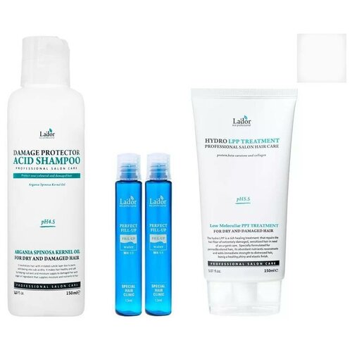 Lador / Шампунь Protector Acid 150мл+Маска для волос Eco Hydro LPP Treatment 150мл+Филлер для волос Perfect Hair Fill-Up, 2 шт. х 13ml.