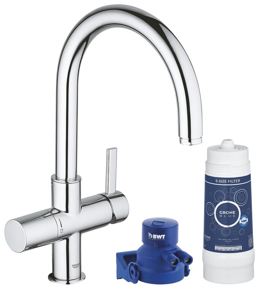 Смеситель для кухни GROHE Blue Pure с функцией фильтрации, хром (119711)