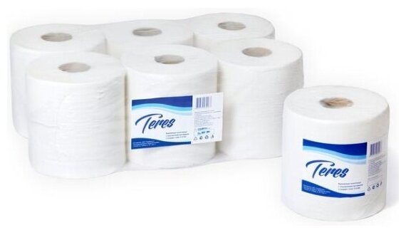 Бумажные полотенца для диспенсеров Терес Стандарт макси 1-слойные 6 рулонов по 230 метров (артикул производителя Т-0160)