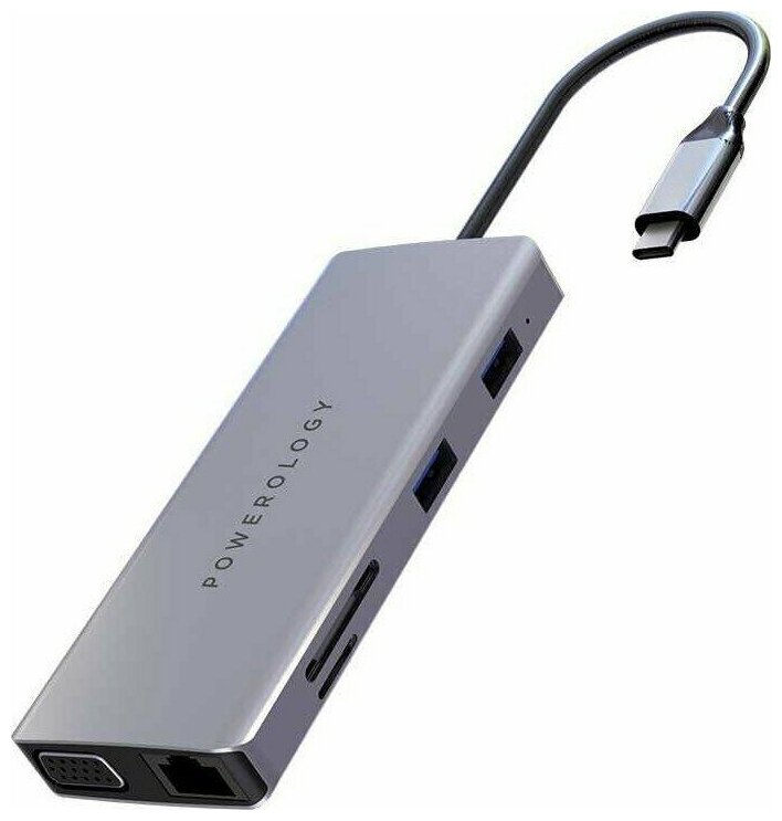 Хаб Powerology 11 in 1 USB-C VGA Ethernet and HDMI
