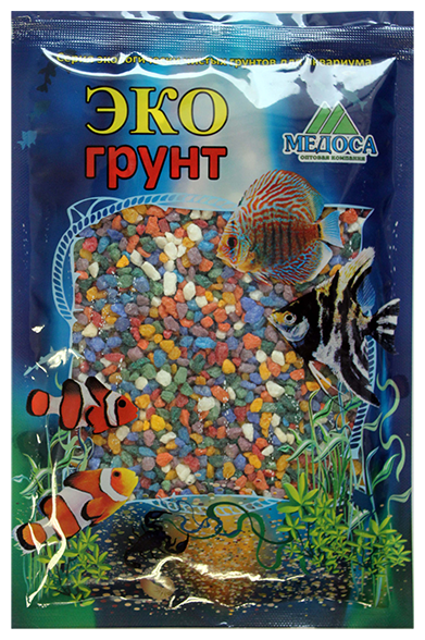 Грунт для аквариума Цветная мраморная крошка Микс блестящая 2 - 5 мм ЭКОгрунт (3,5 кг)