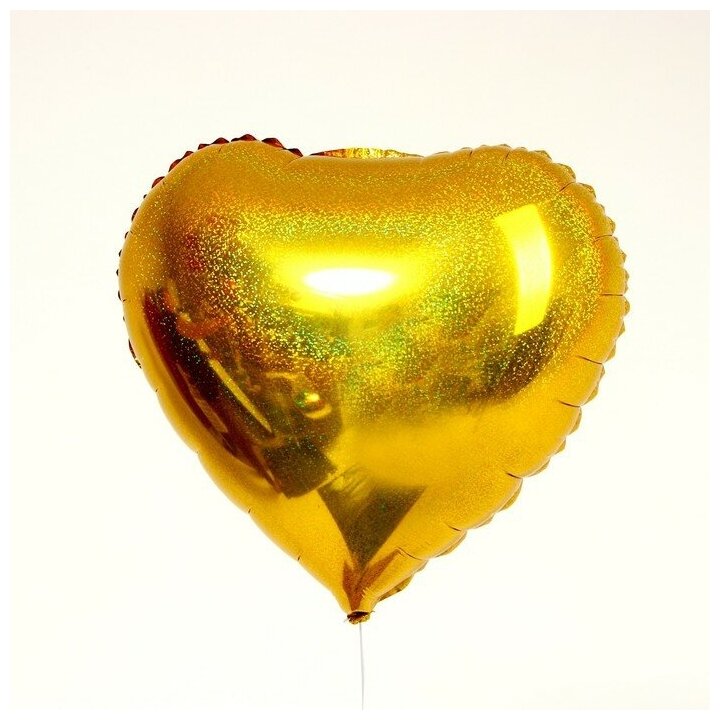 Шар фольгированный 18" «Сердце», голография, цвет золотой
