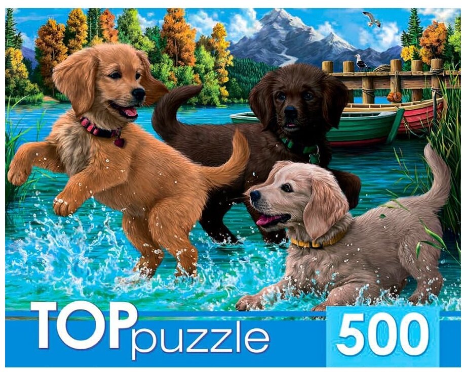 TOPpuzzle-500 "Игривые щенки" (ХТП500-6810) Рыжий кот - фото №1