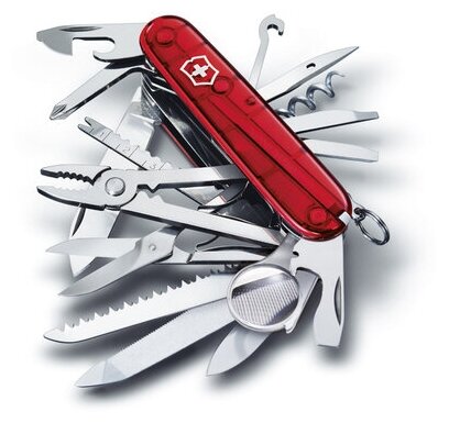 Нож Victorinox SwissChamp, 91 мм, 33 функции, полупрозрачный красный